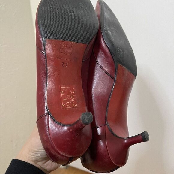 Vintage Christian Louboutin Red leather pointed kitten heels size EU 37 - Picture 9 of 12
